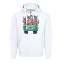 White truck with flowers Zipper Hoodie - MaliasSmallBusiness