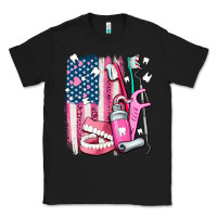 Black American flag and dental elements with teeth Classic Tee - AdoDesignShop