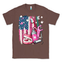 Chestnut American flag and dental elements with teeth Classic Tee - AdoDesignShop