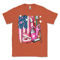Copper American flag and dental elements with teeth Classic Tee - AdoDesignShop