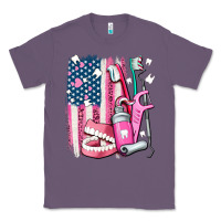 Lavender American flag and dental elements with teeth Classic Tee - AdoDesignShop