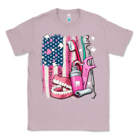 Lilac American flag and dental elements with teeth Classic Tee - AdoDesignShop