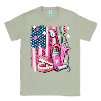 Matcha American flag and dental elements with teeth Classic Tee - AdoDesignShop