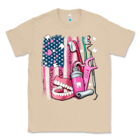 Mushroom American flag and dental elements with teeth Classic Tee - AdoDesignShop