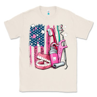 Natural American flag and dental elements with teeth Classic Tee - AdoDesignShop