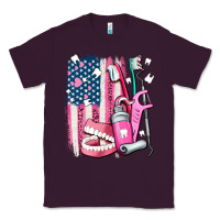 Plum American flag and dental elements with teeth Classic Tee - AdoDesignShop