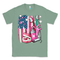 Sage American flag and dental elements with teeth Classic Tee - AdoDesignShop