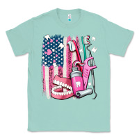 Seafoam American flag and dental elements with teeth Classic Tee - AdoDesignShop