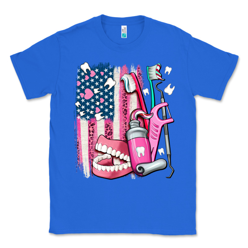 American Flag And Dental Elements With Teeth Classic Tee by AdoDesignShop | Teevron