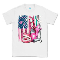 White American flag and dental elements with teeth Classic Tee - AdoDesignShop