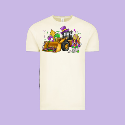 Mardi Gras Gnome Bulldozer Vintage Tee Designed By Jahusdesignshop