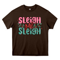 Chocolate Brown sleigh girl sleigh christmas Heavy Core Tee - MaliasSmallBusiness