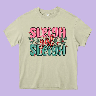 Sleigh Girl Sleigh Christmas Heavy Core Tee Designed By Maliassmallbusiness