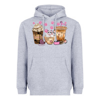 Heather Grey cat coffee cups with paw bbs Heavyweight Hoodie - BundleAndBundleShop