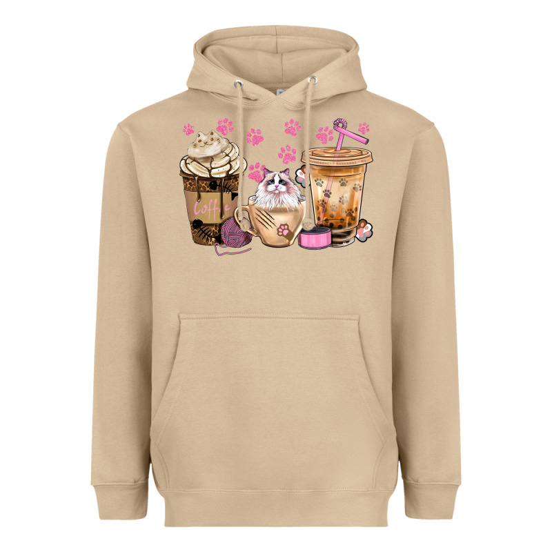 Cat Coffee Cups With Paw Bbs Heavyweight Hoodie by BundleAndBundleShop | Teevron