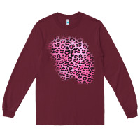 Burgundy pink leopard patch Long Sleeve Tee - AdoDesignShop