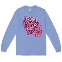 Colony Blue pink leopard patch Long Sleeve Tee - AdoDesignShop
