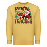 Antique Gold Santa's Favorite Teacher Premium Sweatshirt - BundleAndBundleShop