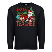 Black Santa's Favorite Teacher Premium Sweatshirt - BundleAndBundleShop