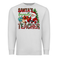 Dove Grey Santa's Favorite Teacher Premium Sweatshirt - BundleAndBundleShop