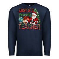 Navy Santa's Favorite Teacher Premium Sweatshirt - BundleAndBundleShop