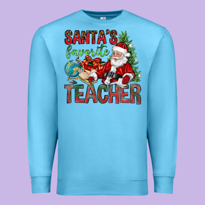 Santa's Favorite Teacher Premium Sweatshirt Designed By Bundleandbundleshop