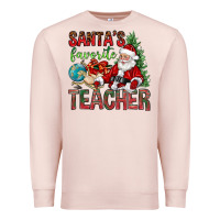 Pale Pink Santa's Favorite Teacher Premium Sweatshirt - BundleAndBundleShop
