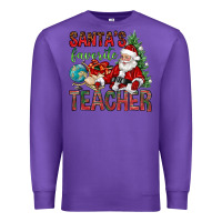 Purple Santa's Favorite Teacher Premium Sweatshirt - BundleAndBundleShop