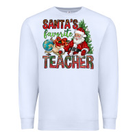 White Santa's Favorite Teacher Premium Sweatshirt - BundleAndBundleShop