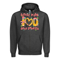 Charcoal Heather little miss 100 days smarter Zipper Hoodie - MaliasSmallBusiness