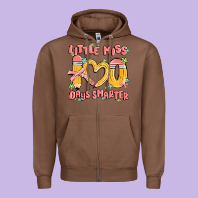Little Miss 100 Days Smarter Zipper Hoodie Designed By Maliassmallbusiness