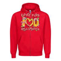 Red little miss 100 days smarter Zipper Hoodie - MaliasSmallBusiness