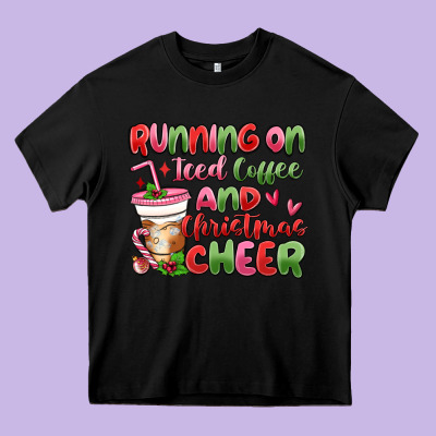 Running On Iced Coffee And Christmas Cheer Heavy Core Tee Designed By Maliassmallbusiness