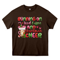 Chocolate Brown running on iced coffee and christmas cheer Heavy Core Tee - MaliasSmallBusiness