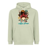Matcha coffee please messy bun with coffee bean bbs Heavyweight Hoodie - BundleAndBundleShop
