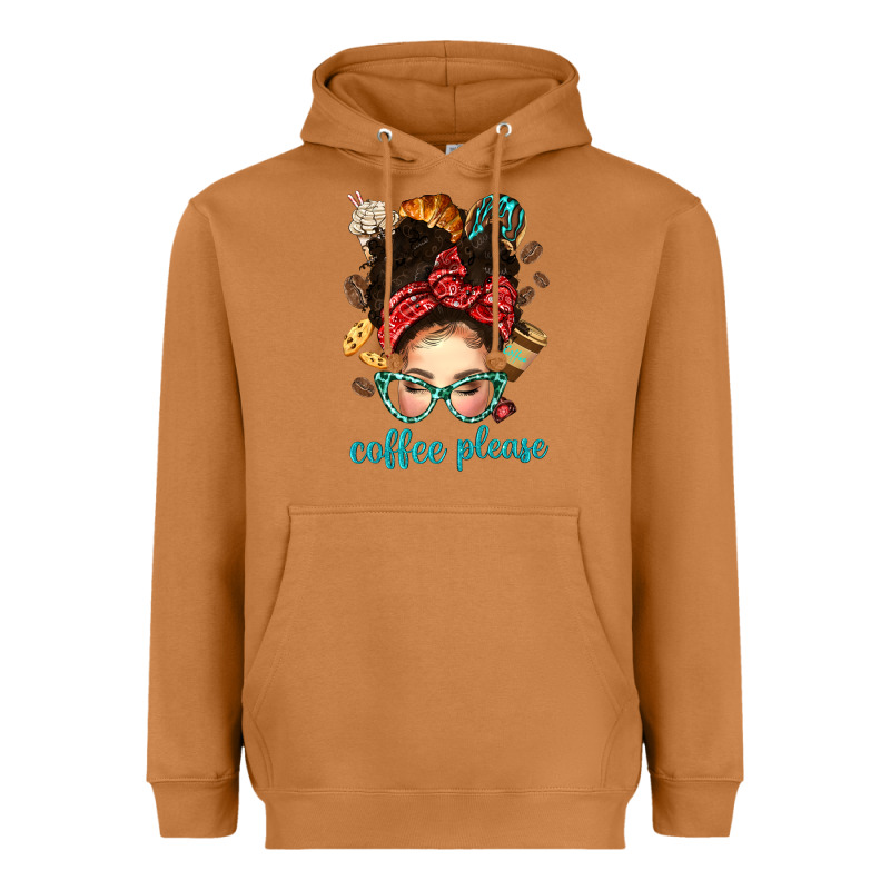 Coffee Please Messy Bun With Coffee Bean Bbs Heavyweight Hoodie by BundleAndBundleShop | Teevron