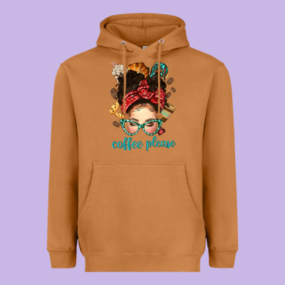 Coffee Please Messy Bun With Coffee Bean Bbs Heavyweight Hoodie Designed By Bundleandbundleshop
