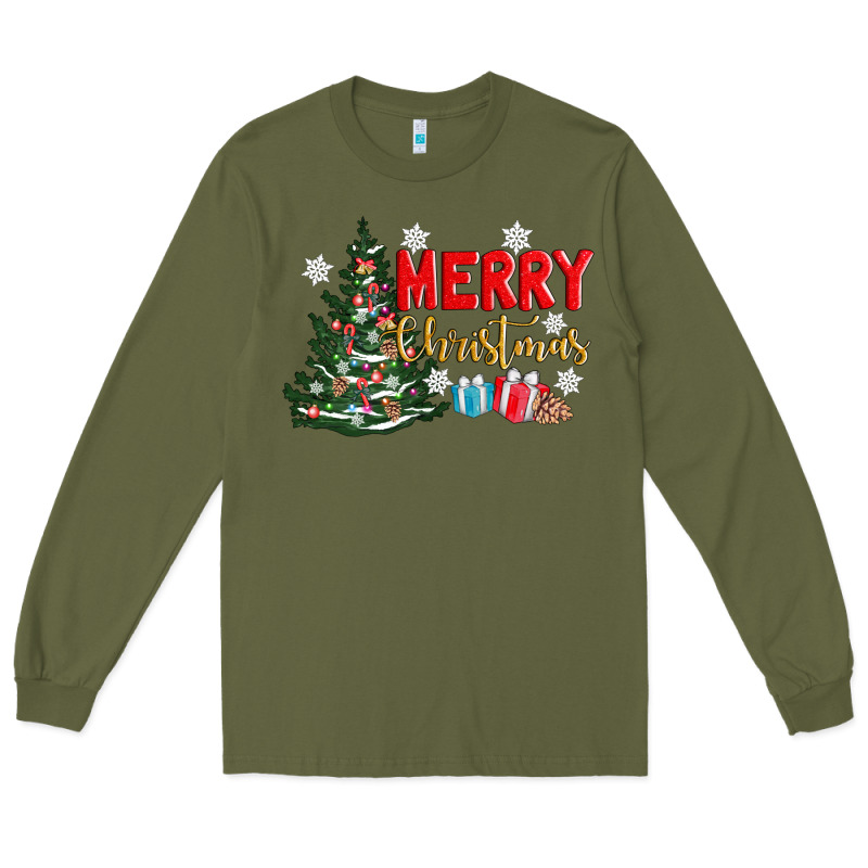 Merry Christmas Tree Long Sleeve Tee by AdoDesignShop | Teevron