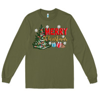 Army Green merry christmas tree Long Sleeve Tee - AdoDesignShop