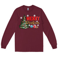 Burgundy merry christmas tree Long Sleeve Tee - AdoDesignShop