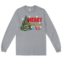 Heather Grey merry christmas tree Long Sleeve Tee - AdoDesignShop