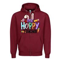 Burgundy one hoppy teacher Zipper Hoodie - MaliasSmallBusiness
