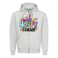 Dove Grey one hoppy teacher Zipper Hoodie - MaliasSmallBusiness