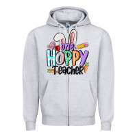 Heather Grey one hoppy teacher Zipper Hoodie - MaliasSmallBusiness