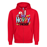 Red one hoppy teacher Zipper Hoodie - MaliasSmallBusiness