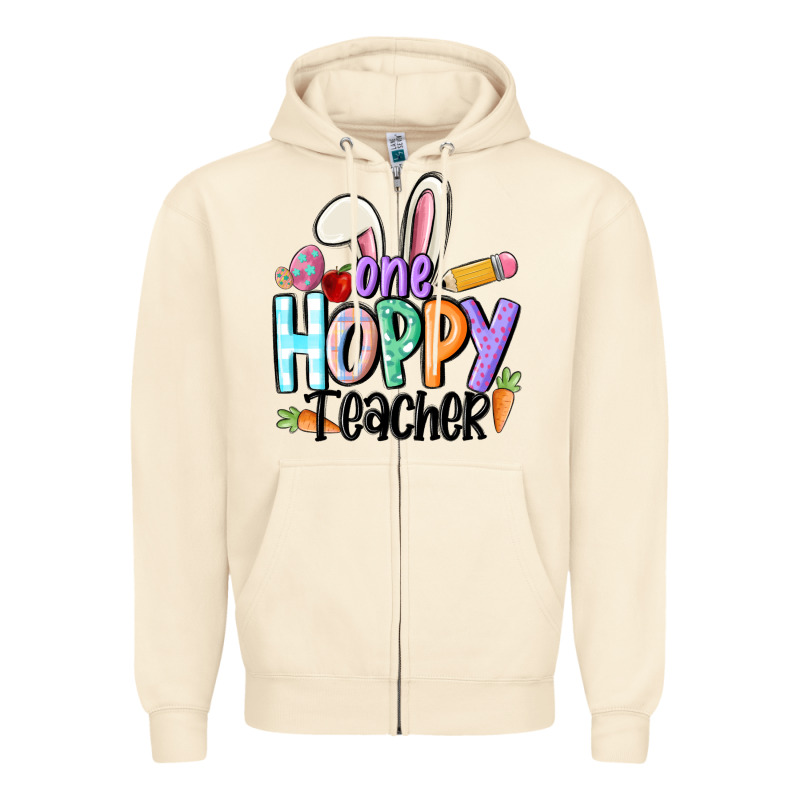 One Hoppy Teacher Zipper Hoodie by MaliasSmallBusiness | Teevron