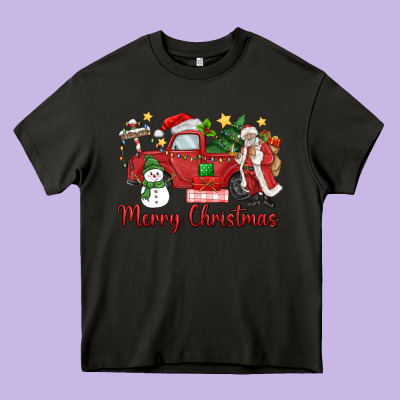 Merry Christmas Truck Heavy Core Tee Designed By Maliassmallbusiness
