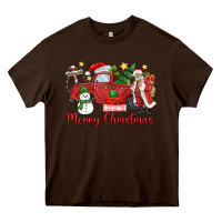 Chocolate Brown merry christmas truck Heavy Core Tee - MaliasSmallBusiness
