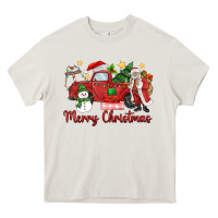 Cream merry christmas truck Heavy Core Tee - MaliasSmallBusiness