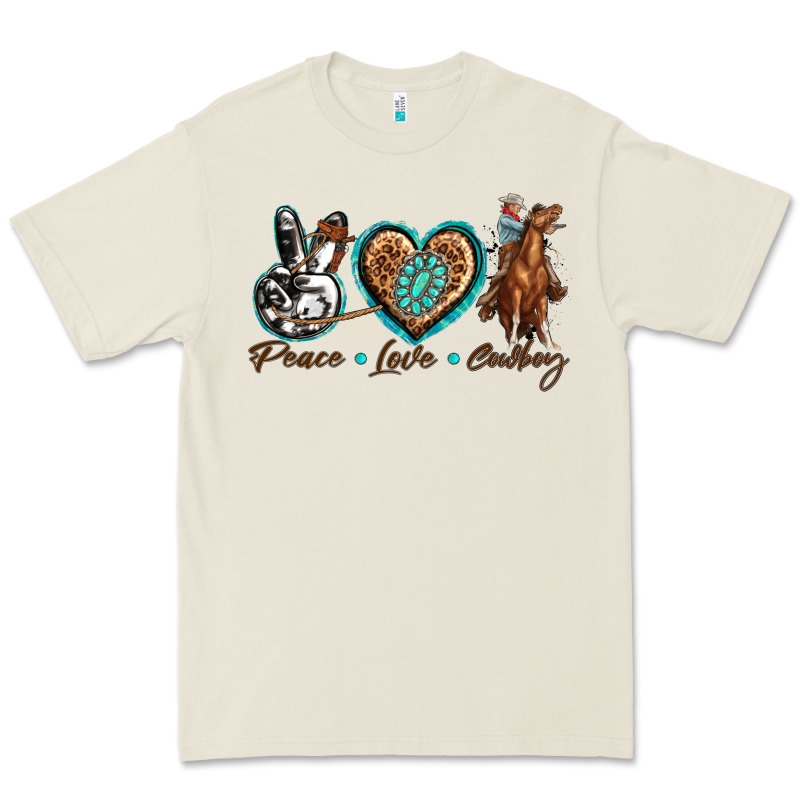 Peace Love Cowboy Premium Tee by texasbilliewilder | Teevron